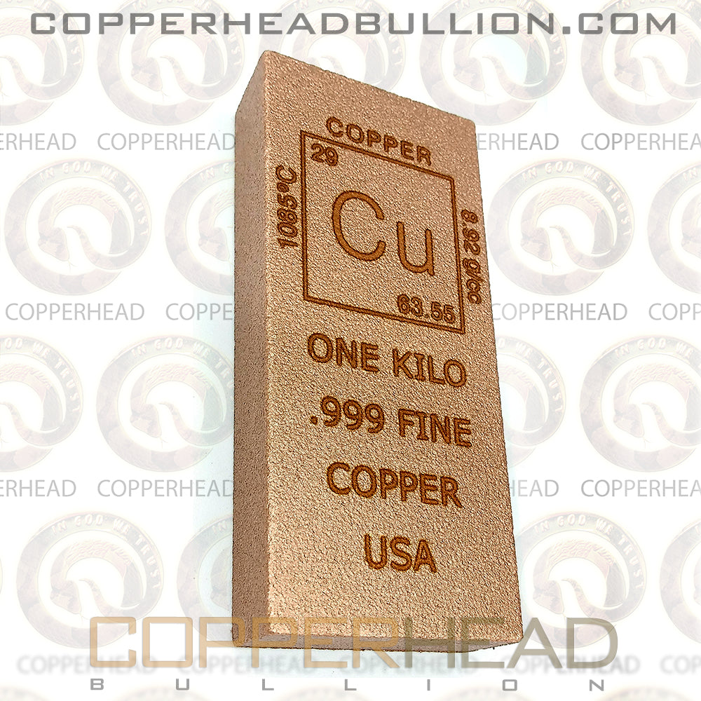 1 Kilo Copper Bar Element Design Copperhead Bullion