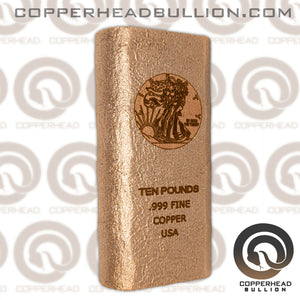 10 Pound Copper Bar - Walking Liberty Design