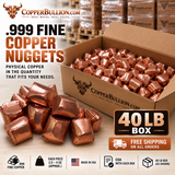 .999 Fine Copper Nuggets – 40 LB Bulk Box | Made in USA
