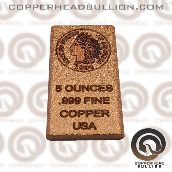 5 oz Copper Bar - Indian Cent Penny