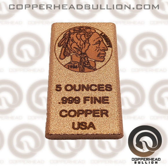 5 oz Copper Bar - Buffalo Nickel