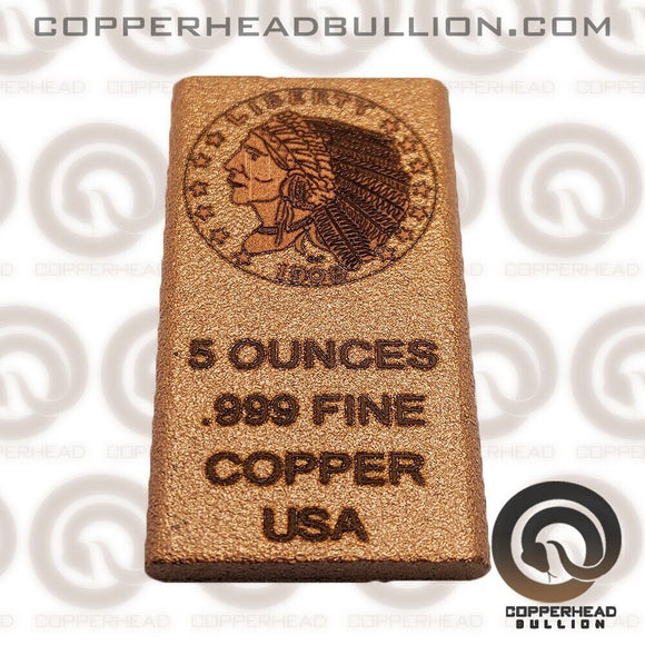 5 oz Copper Bar - Incuse Indian