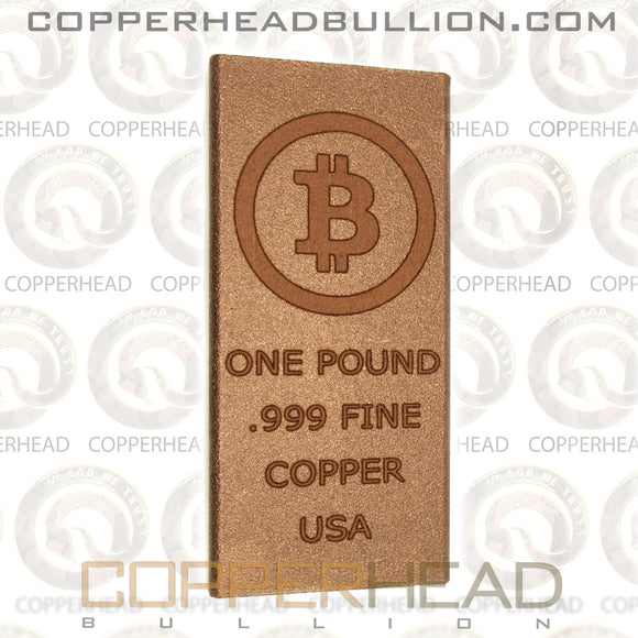 1 Pound Copper Bar - Bitcoin Classic Design