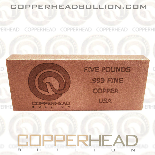 5 Pound Copper Bar Copperhead Exclusive Design Copperhead Bullion