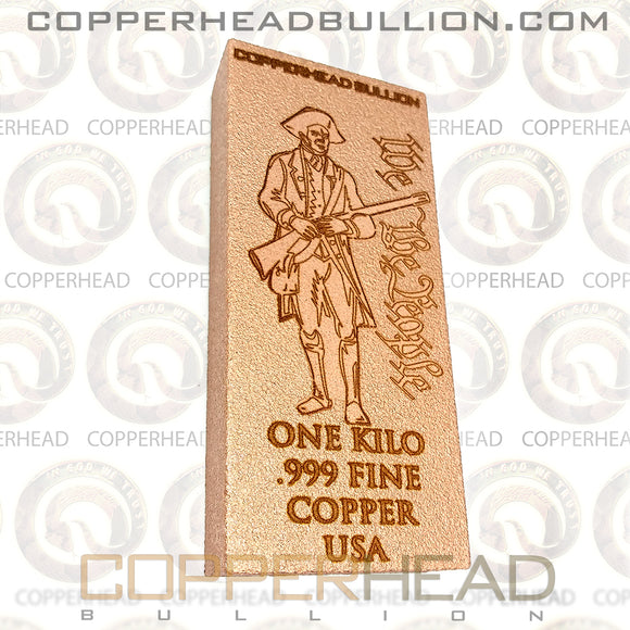 1 Kilo Copper Bar - Second Amendment Design