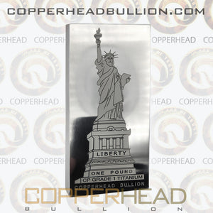 1 Pound Fine Titanium Bar - Statue of Liberty Design