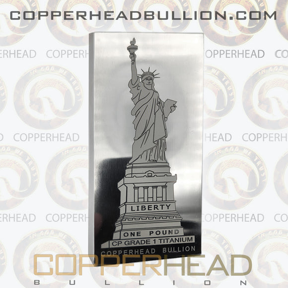 1 Pound Fine Titanium Bar - Statue of Liberty Design